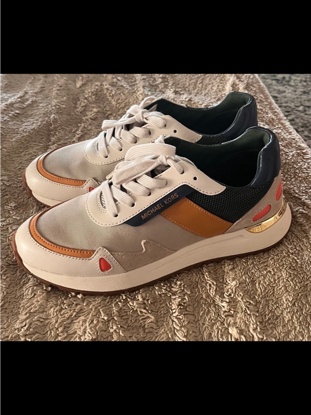 Michael Kors  Beige, Tan & Navy Accent Sneakers for women 7.5